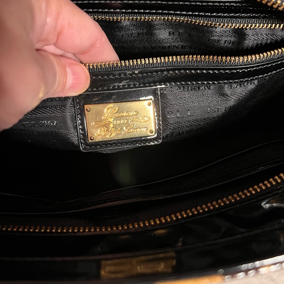 Lauren Ralph Lauren Leopard Print Tote with Black Patent Leather. - Picture 7 of 13